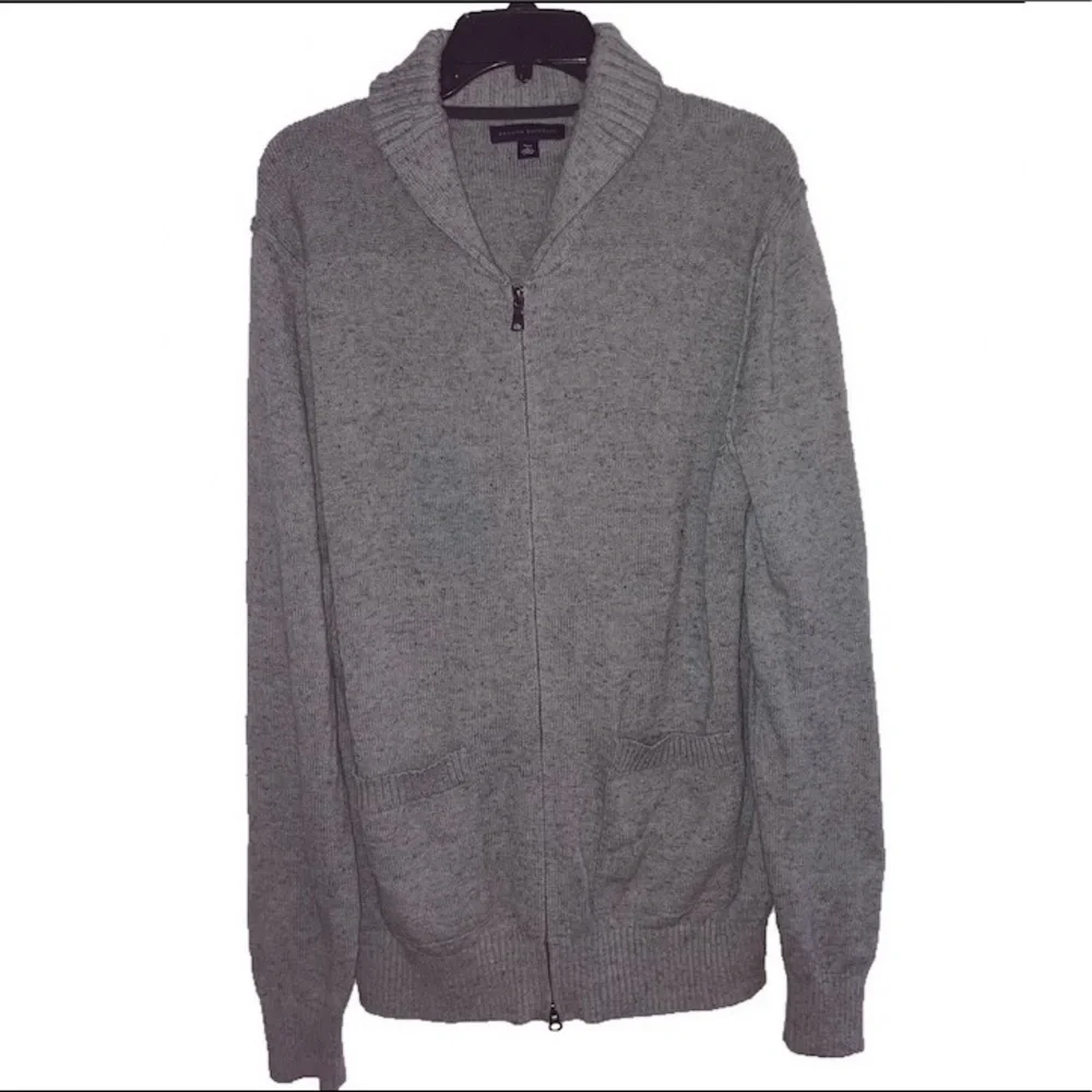 Banana Republic Zip Front Pocket Cardigan Sweater Gray L Tall